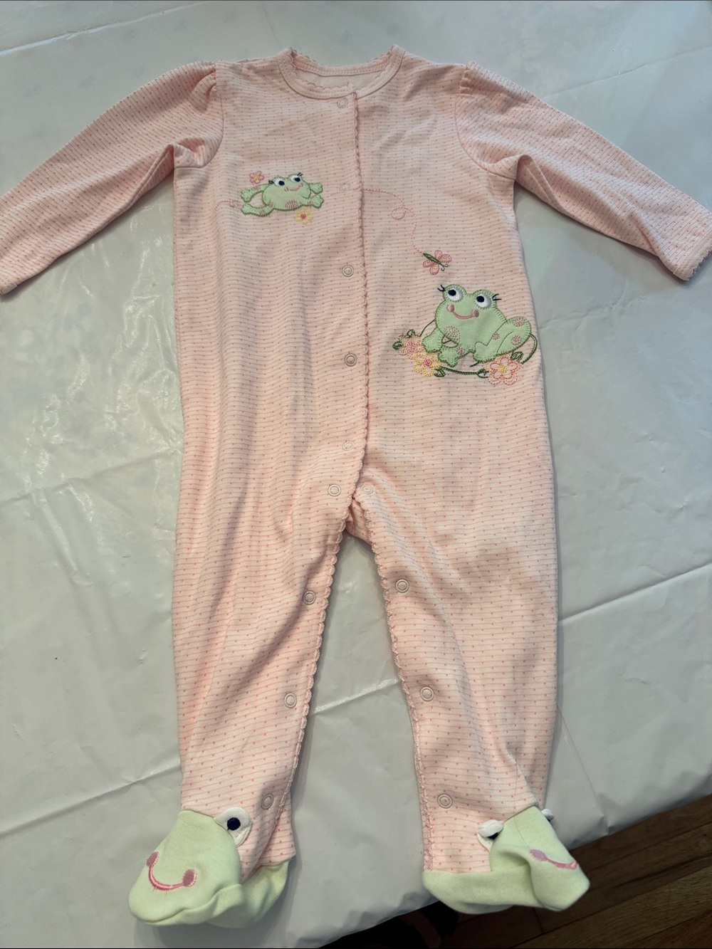 Little Me Pink Frog Footed One-Piece